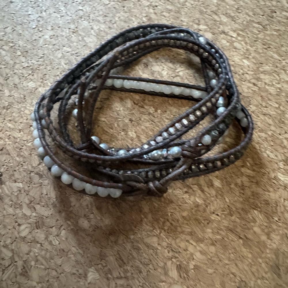 Chan Luu Brown and White Beaded Wrap Bracelet